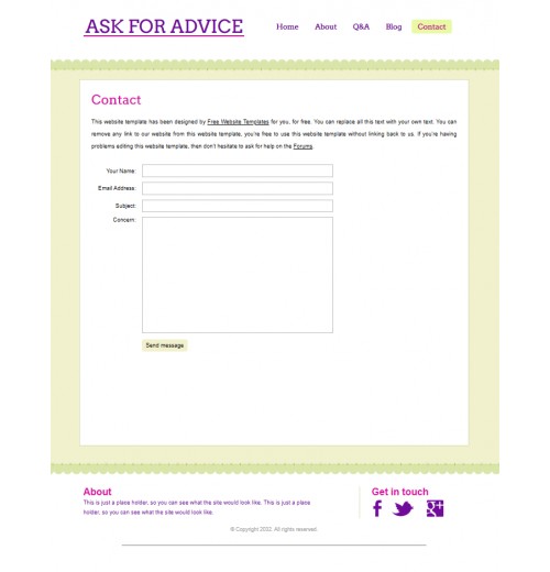 Social advice site template