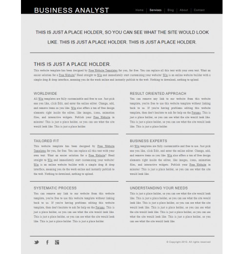 Business analyst site template