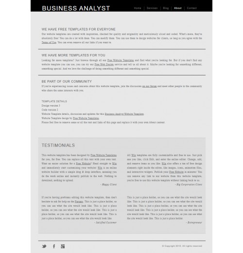 Business analyst site template