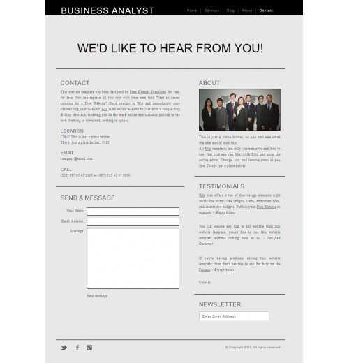 Business analyst site template