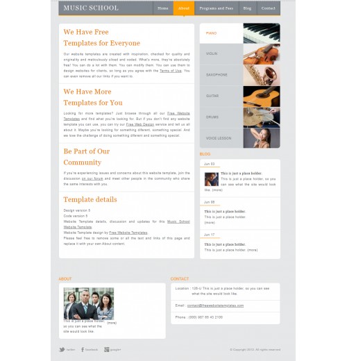 music school site template