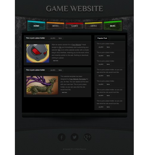 game site template