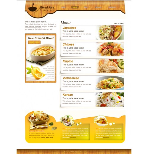 rice restaurant web template