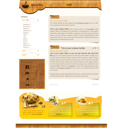 rice restaurant web template