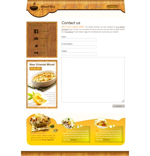 rice restaurant web template