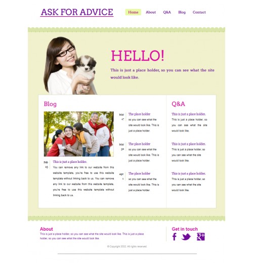 Social advice site template