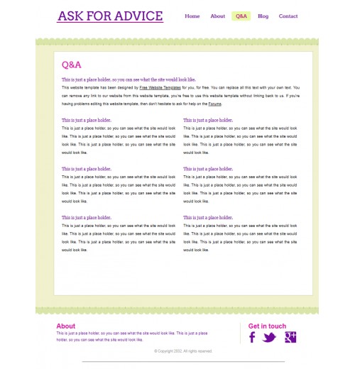 Social advice site template