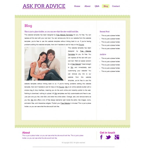 Social advice site template